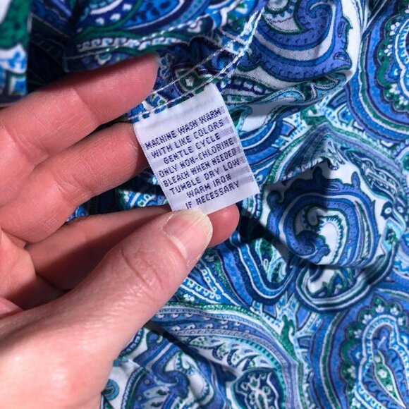 Alan Flusser Shirt Mens XXL Paisley Print Button Down Shirt Casual Contrast Cuff - Picture 13 of 14